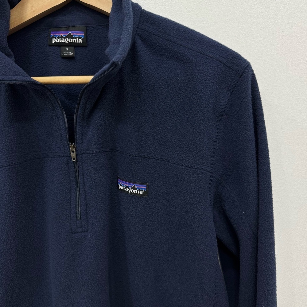 Patagonia Men’s Micro D fleece 1/4 zip pullover Navy Blue Sz Small - Picture 4 of 7